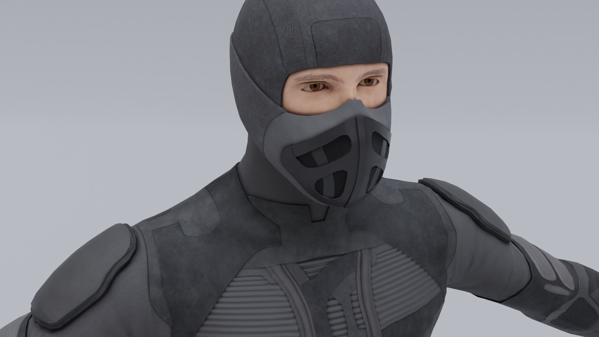 Lowpoly scifi space suit stillsuit character Low-poly 3D model_3