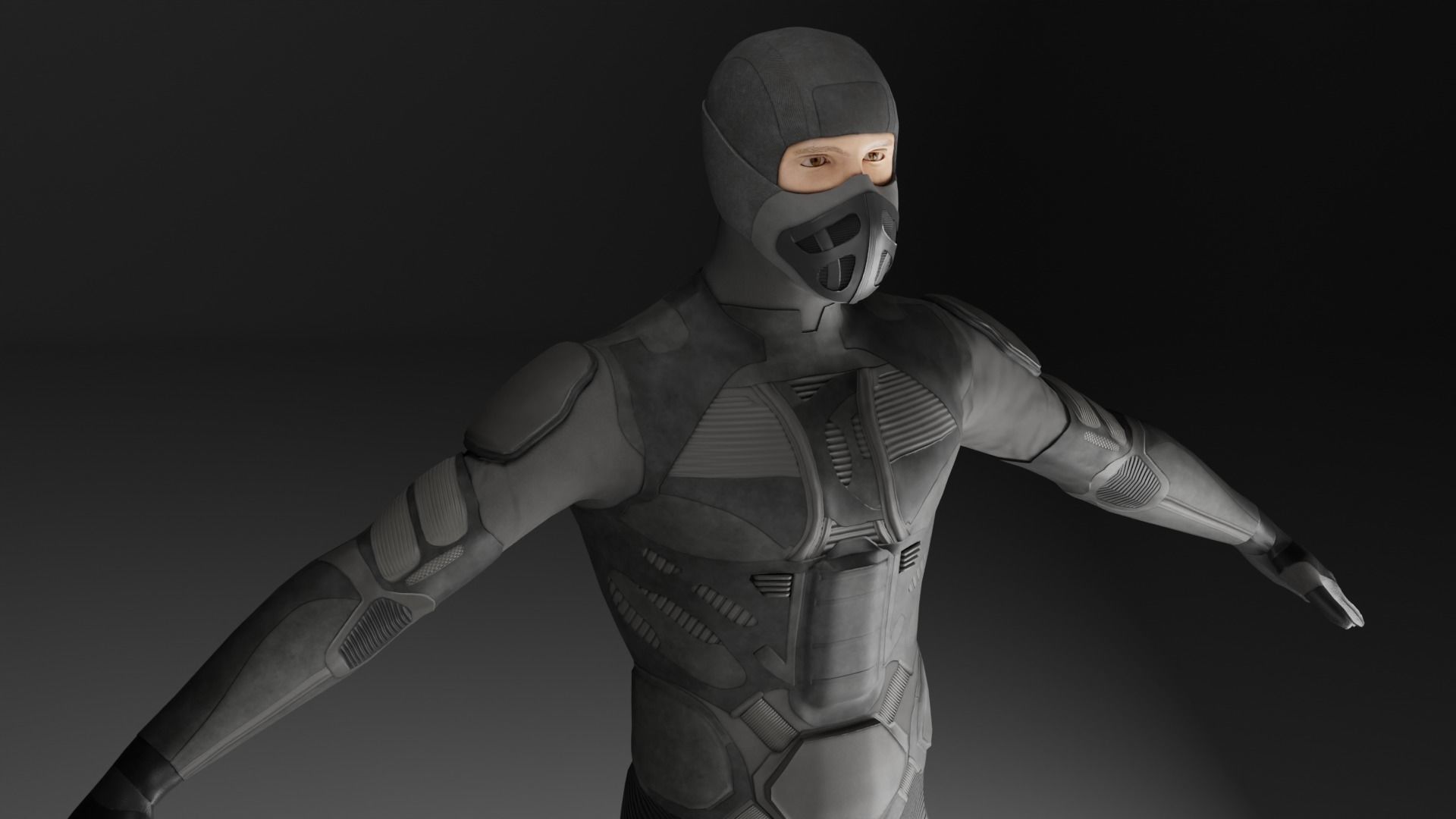 Lowpoly scifi space suit stillsuit character Low-poly 3D model_9