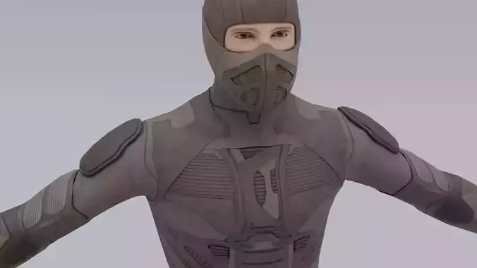 Lowpoly scifi space suit stillsuit character Low-poly 3D model