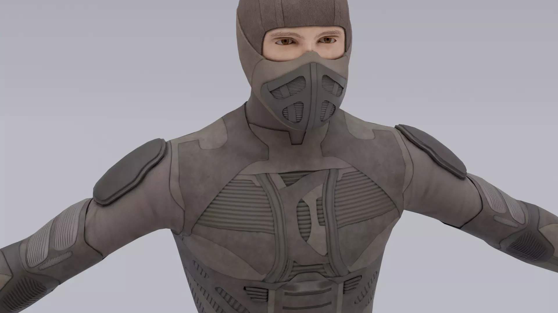 Lowpoly scifi space suit stillsuit character Low-poly 3D model_0