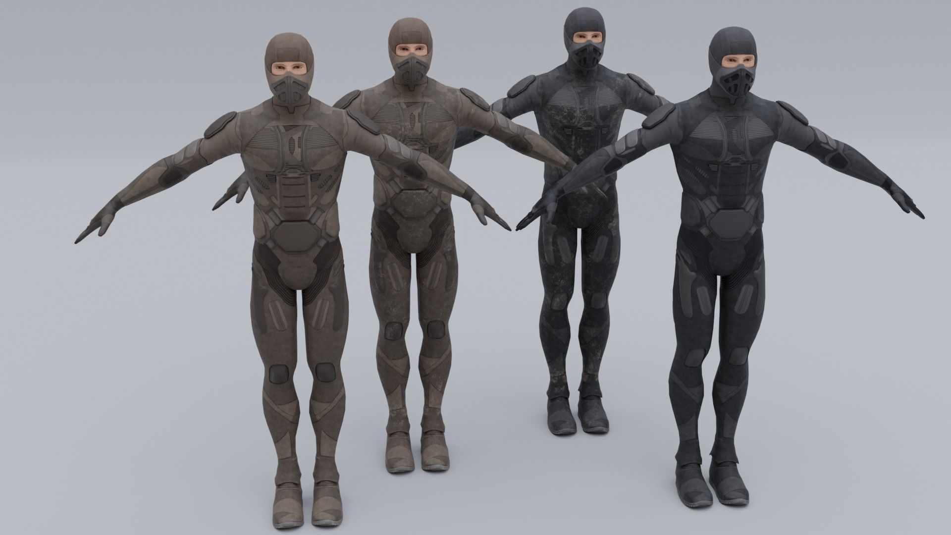 Lowpoly scifi space suit stillsuit character Low-poly 3D model_2