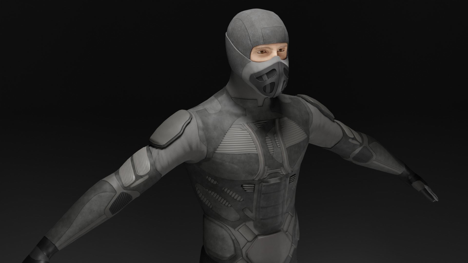 Lowpoly scifi space suit stillsuit character Low-poly 3D model_1