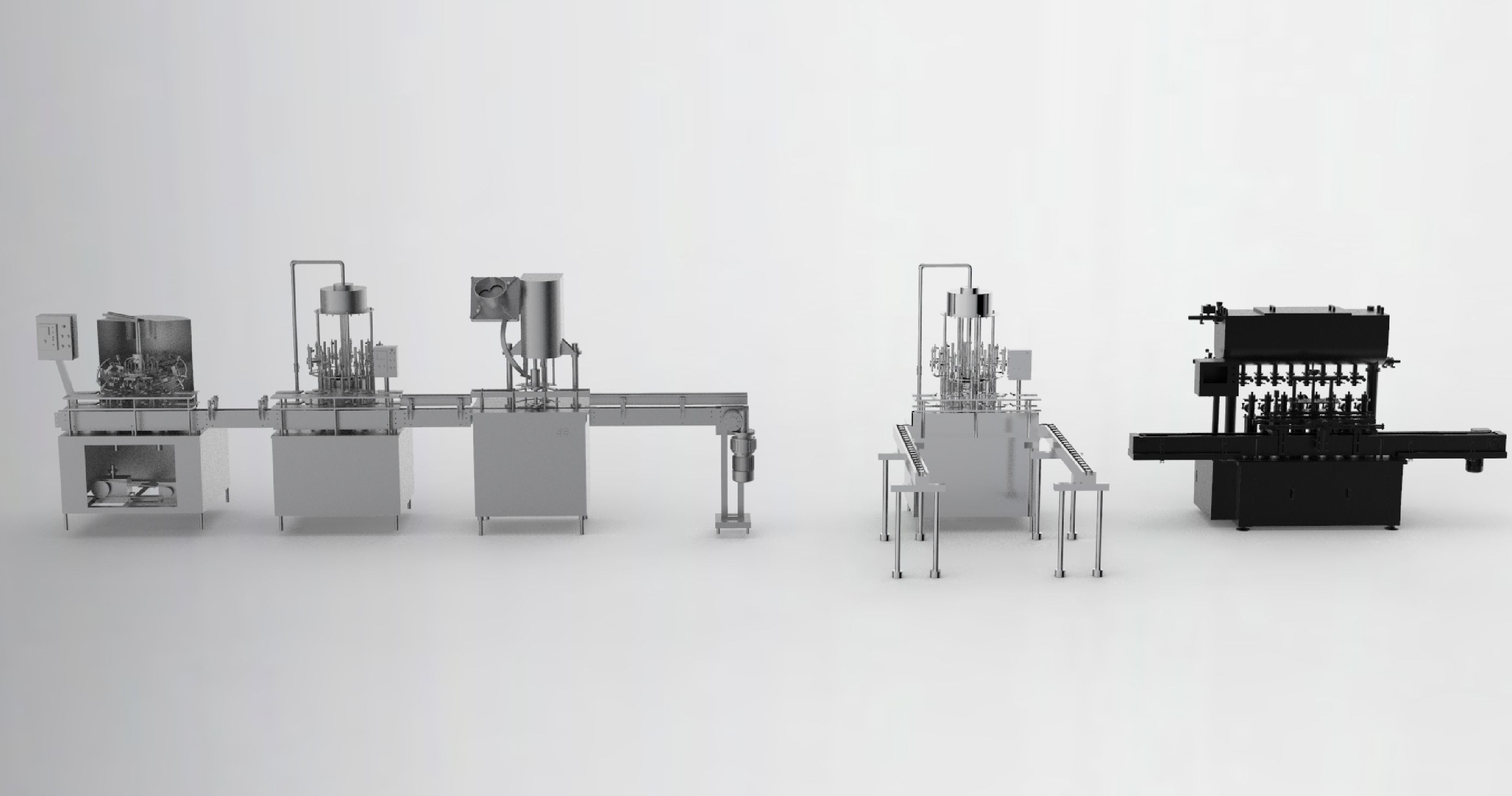 Liquid filling machine assembly line 3D model_1
