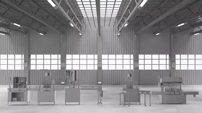 Liquid filling machine assembly line 3D model