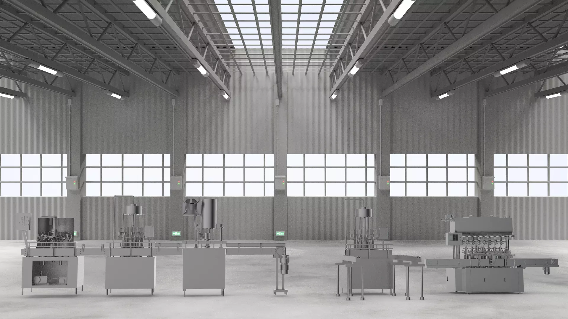 Liquid filling machine assembly line 3D model_0