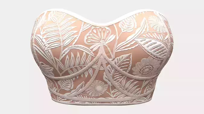 Strapless Top With Lace Texture Effects