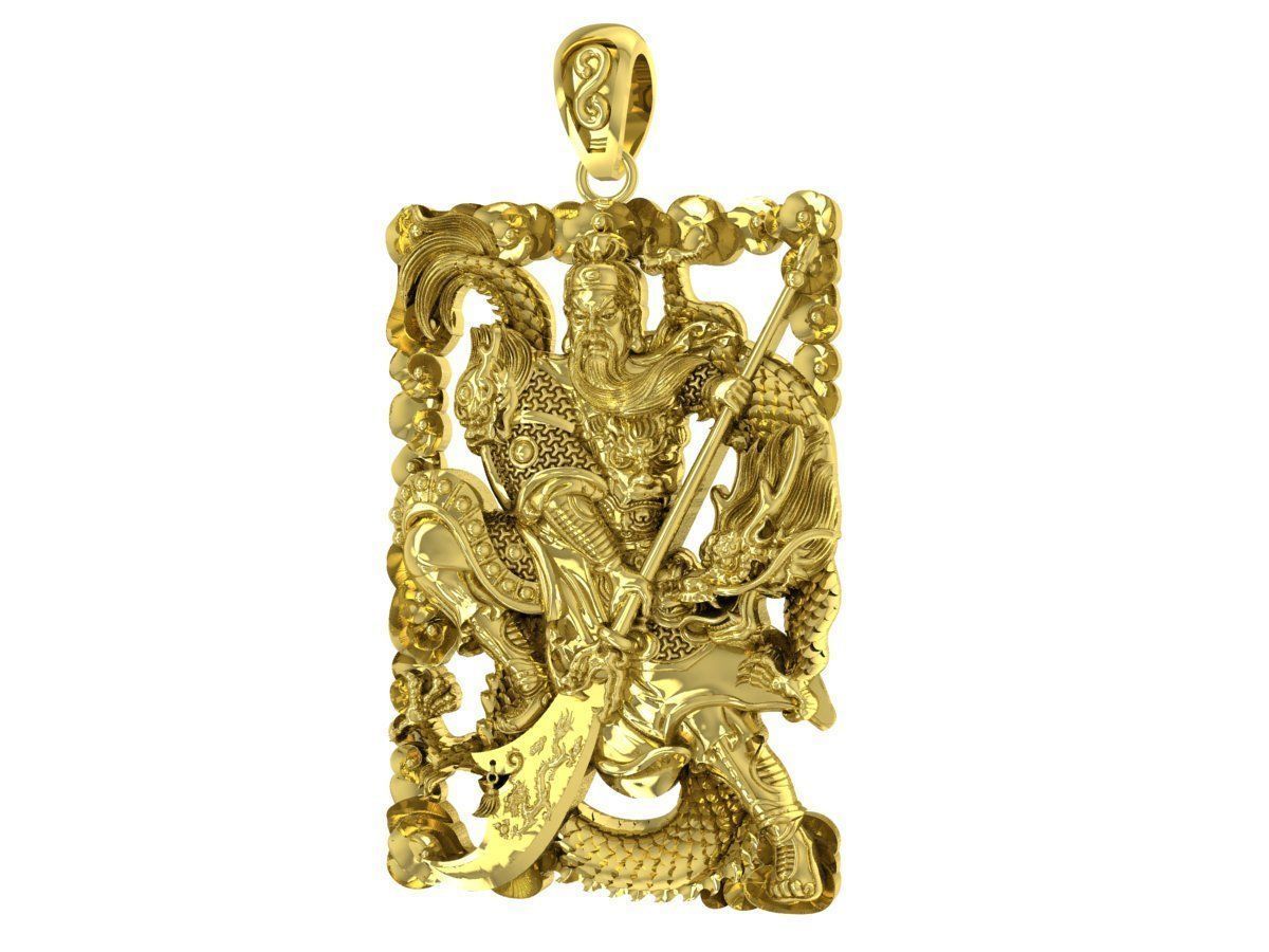 3D Model Warrior Dragon Pendant 4207 3D print model_7