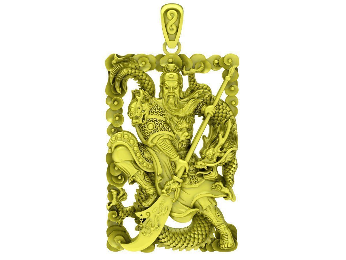 3D Model Warrior Dragon Pendant 4207 3D print model_1