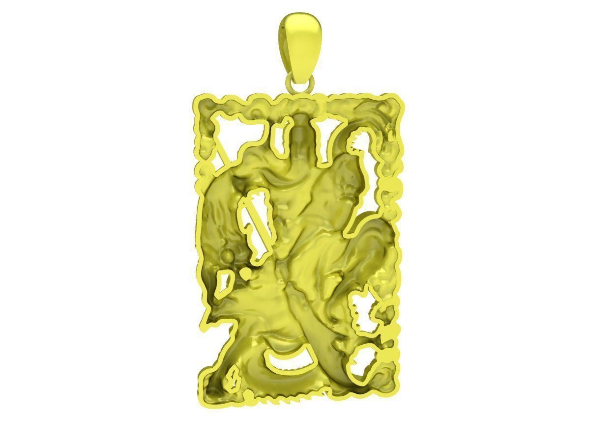 3D Model Warrior Dragon Pendant 4207 3D print model_6
