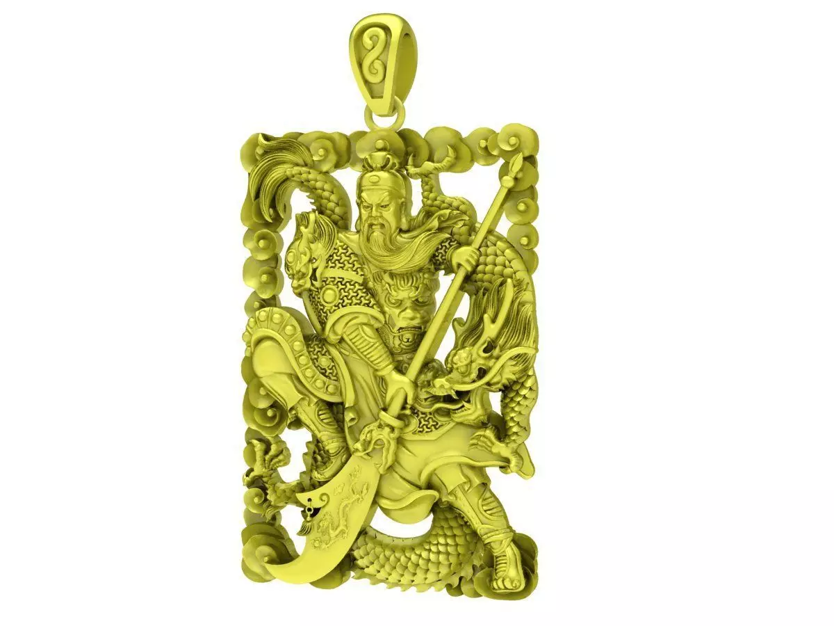3D Model Warrior Dragon Pendant 4207 3D print model_0