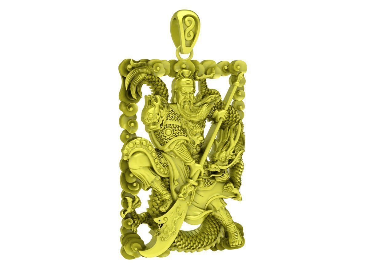 3D Model Warrior Dragon Pendant 4207 3D print model_2