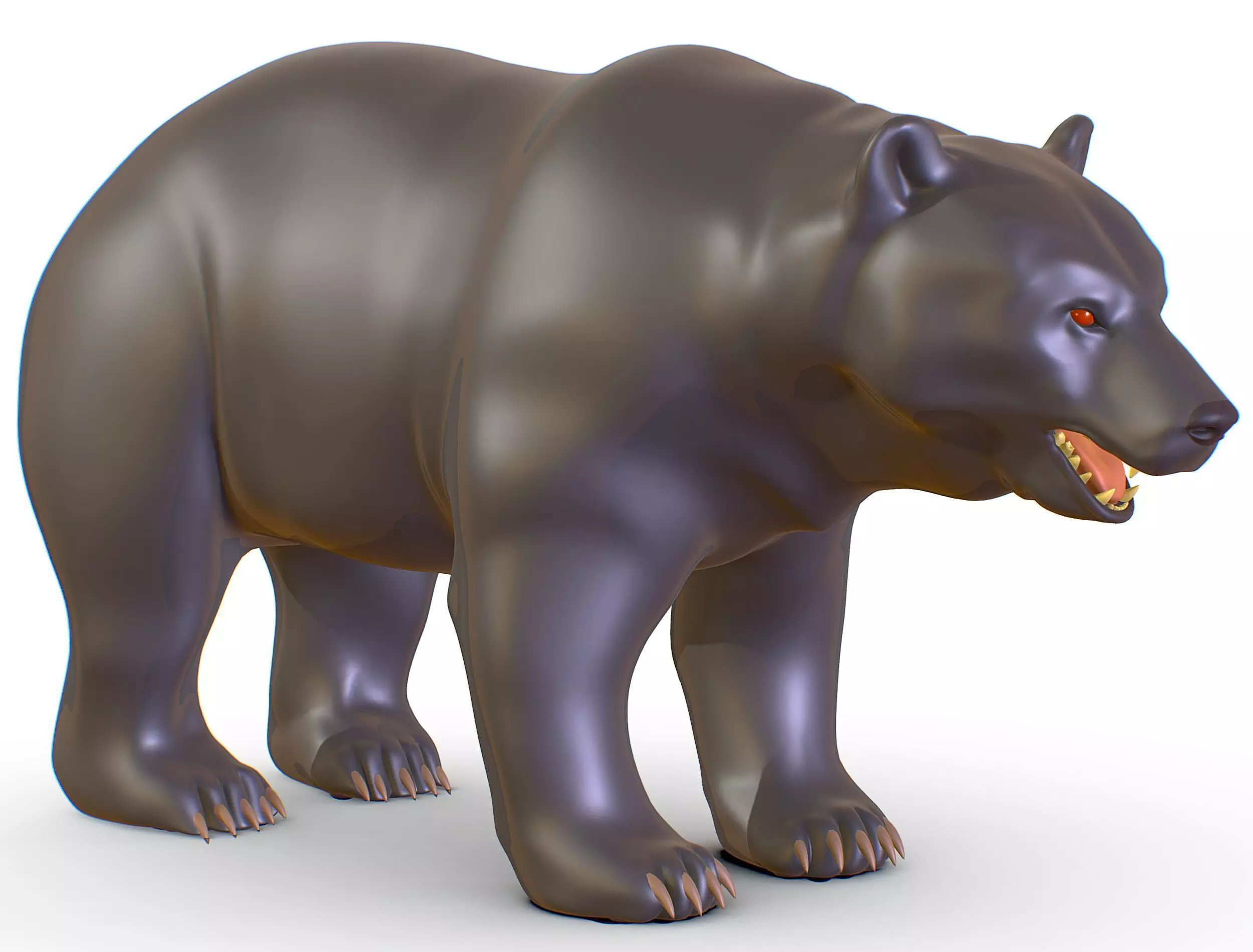 High Poly Monster Black Bear Grizzly 3D Model Low-poly 3D model