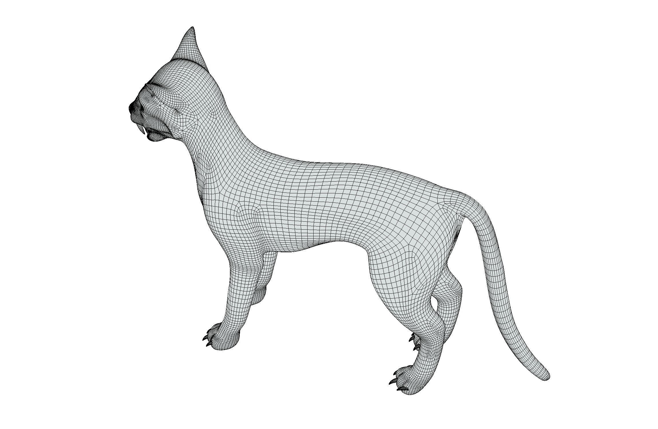 High Poly Realistic Cat Ravenous Serval 3D model_23