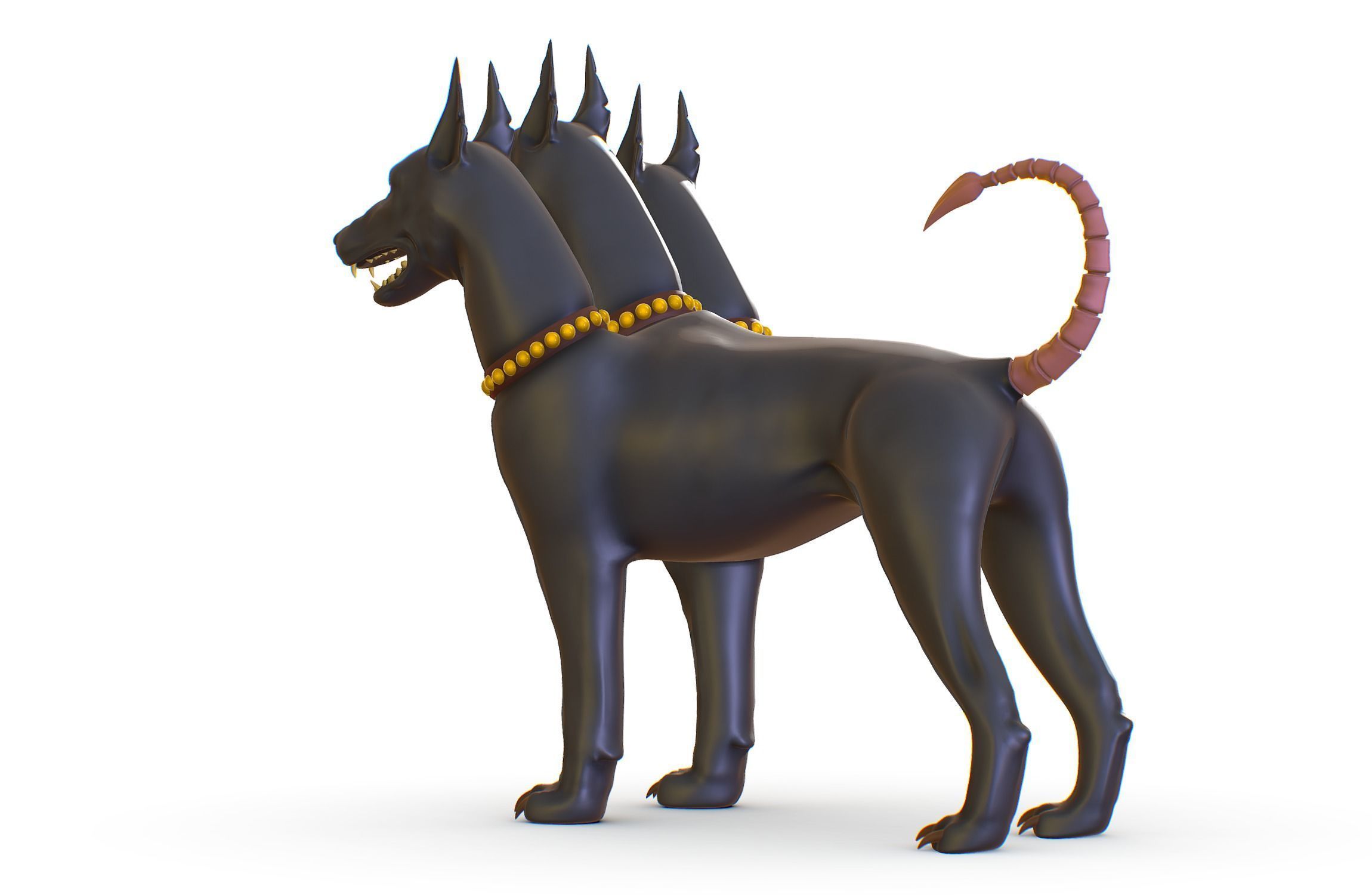 High Poly Monster Three Headed Cerberus Dog 3D Model 3D model_8