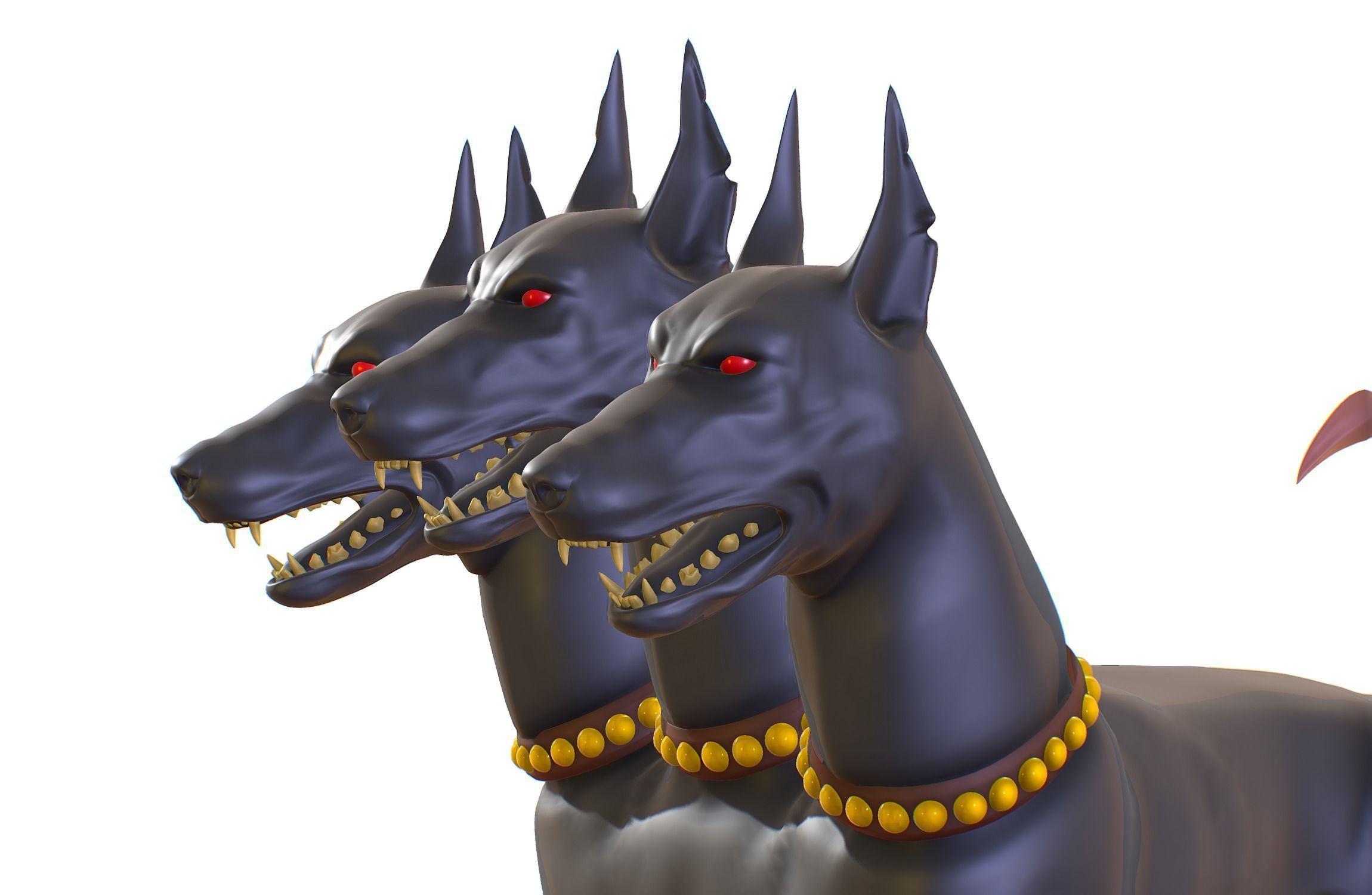 High Poly Monster Three Headed Cerberus Dog 3D Model 3D model_3