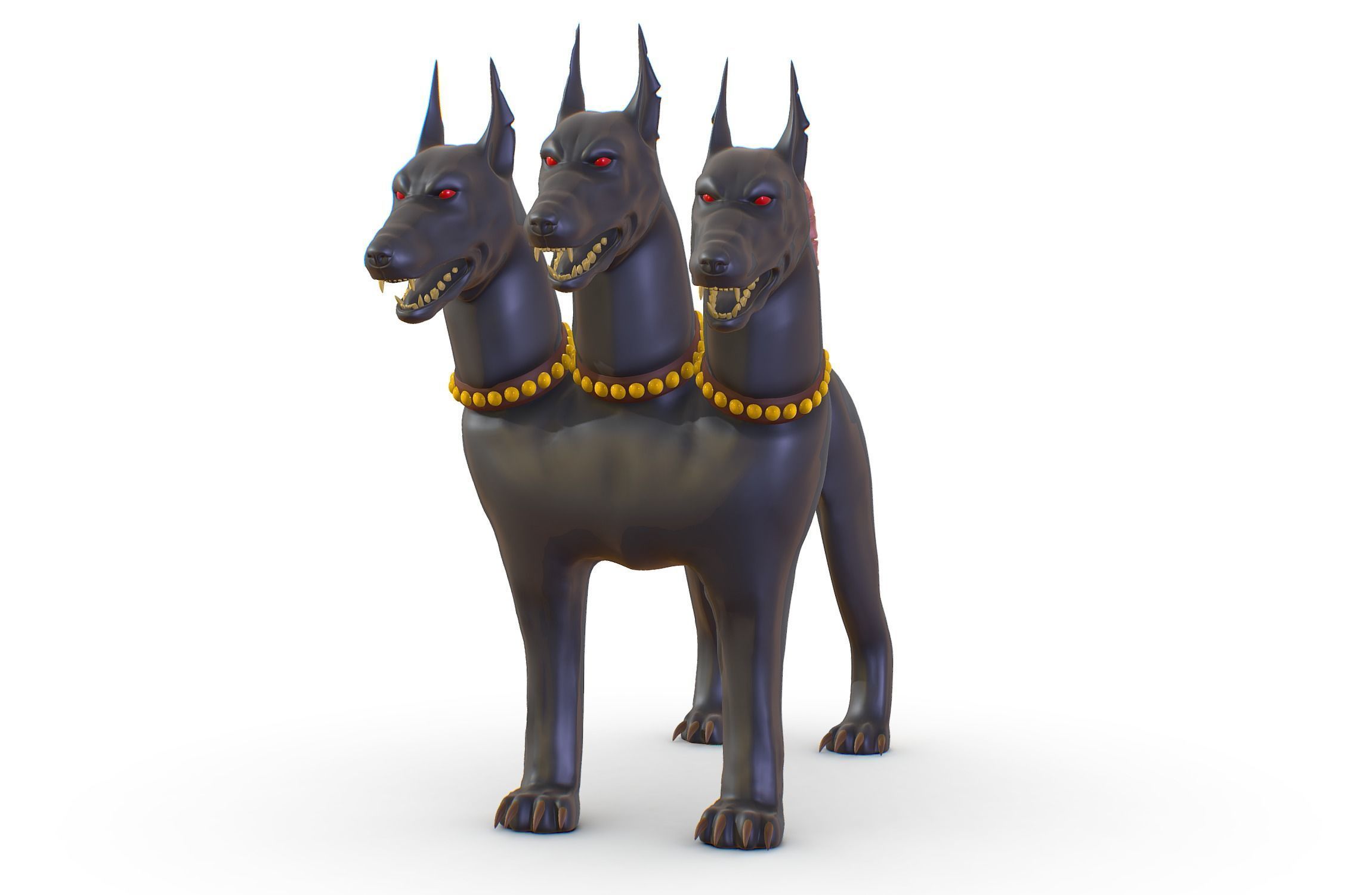High Poly Monster Three Headed Cerberus Dog 3D Model 3D model_1