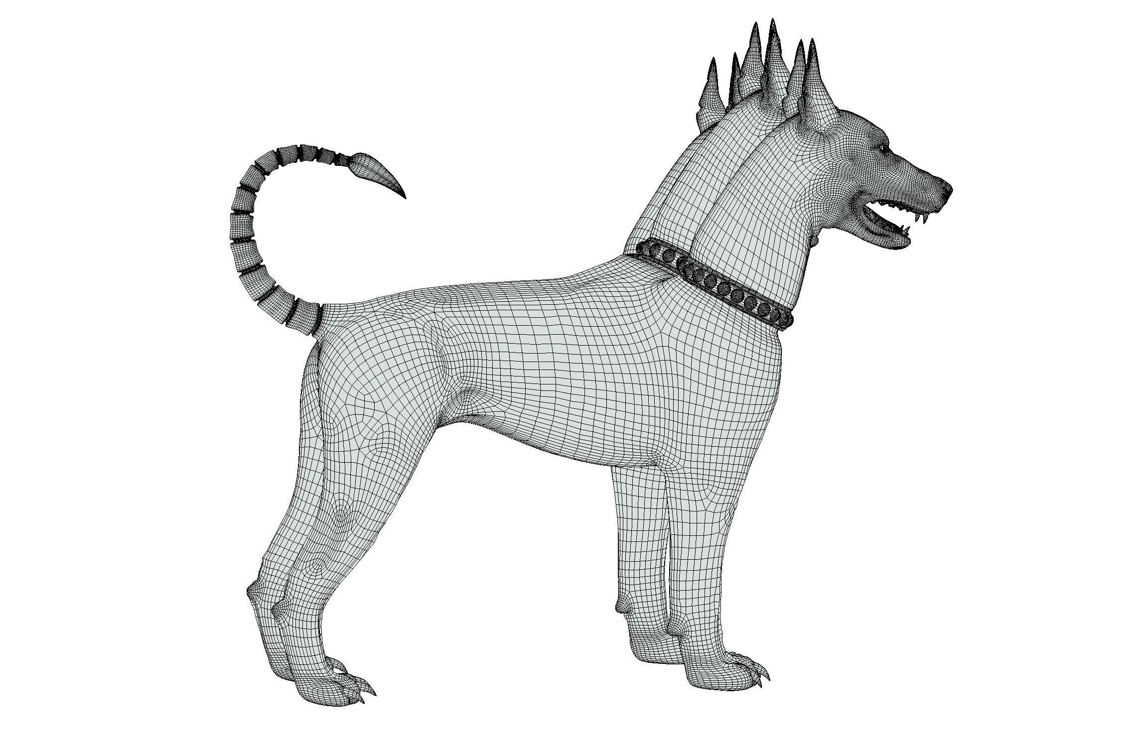 High Poly Monster Three Headed Cerberus Dog 3D Model 3D model_28