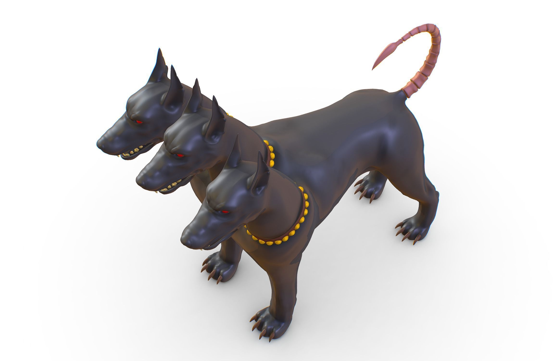 High Poly Monster Three Headed Cerberus Dog 3D Model 3D model_16
