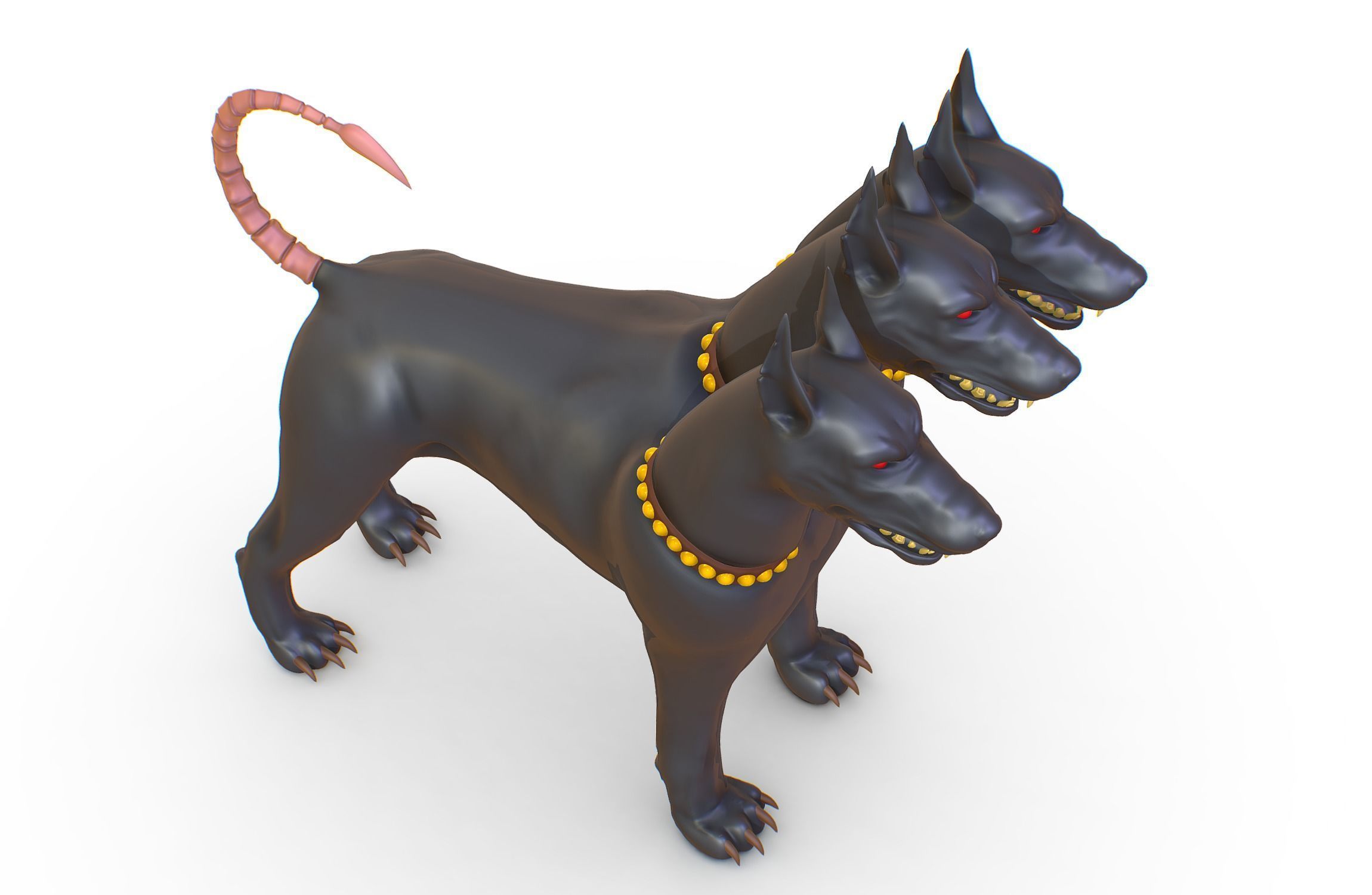 High Poly Monster Three Headed Cerberus Dog 3D Model 3D model_14