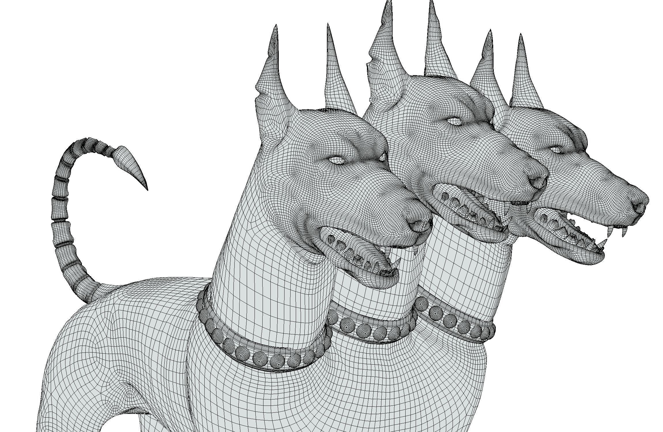 High Poly Monster Three Headed Cerberus Dog 3D Model 3D model_31