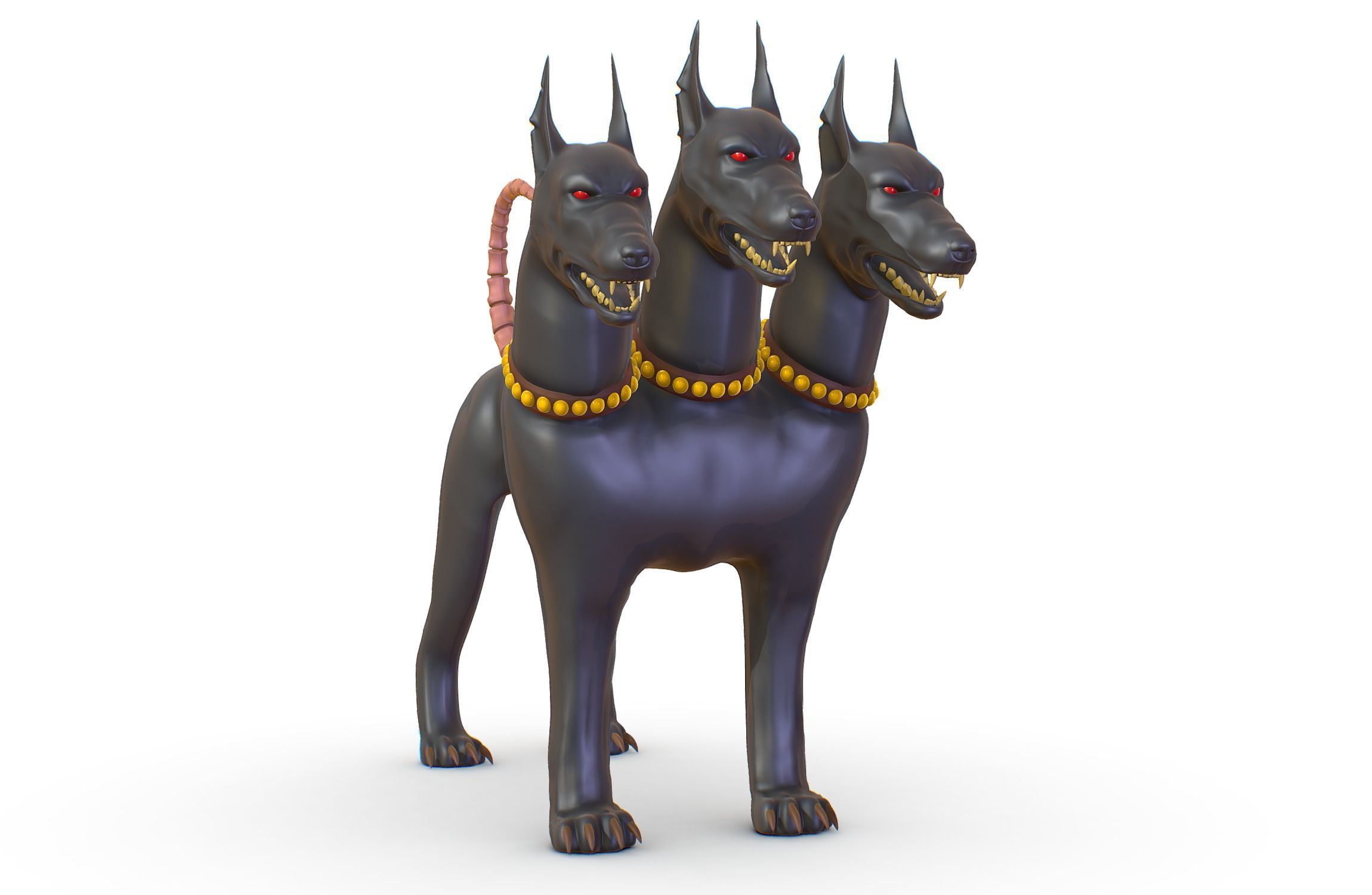 High Poly Monster Three Headed Cerberus Dog 3D Model 3D model_10