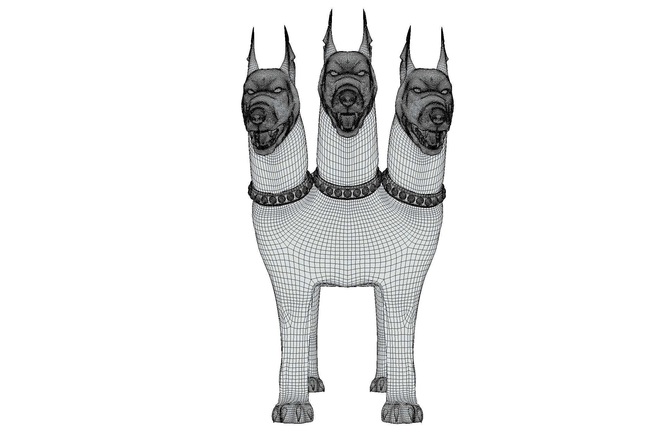 High Poly Monster Three Headed Cerberus Dog 3D Model 3D model_32