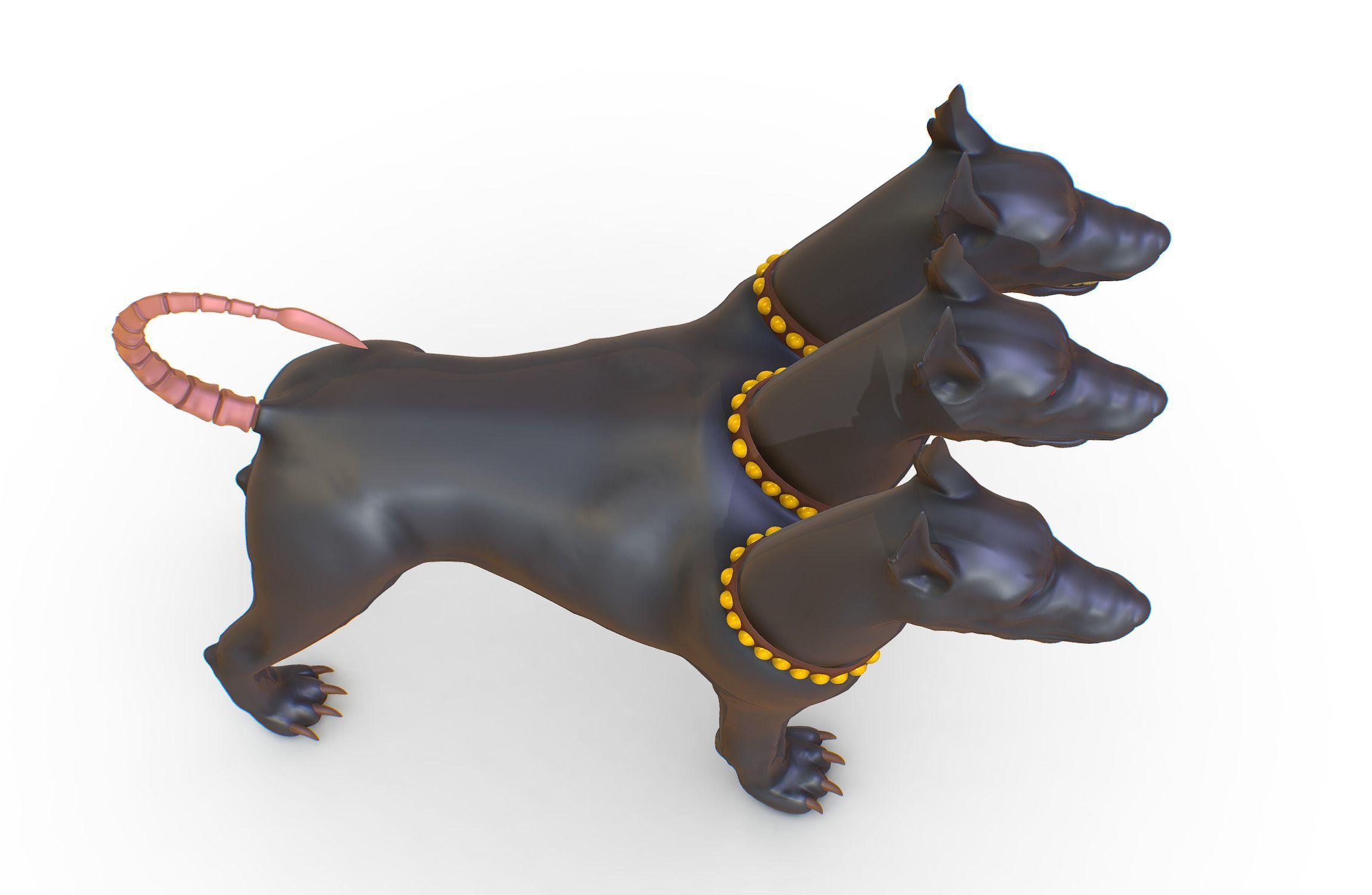 High Poly Monster Three Headed Cerberus Dog 3D Model 3D model_4