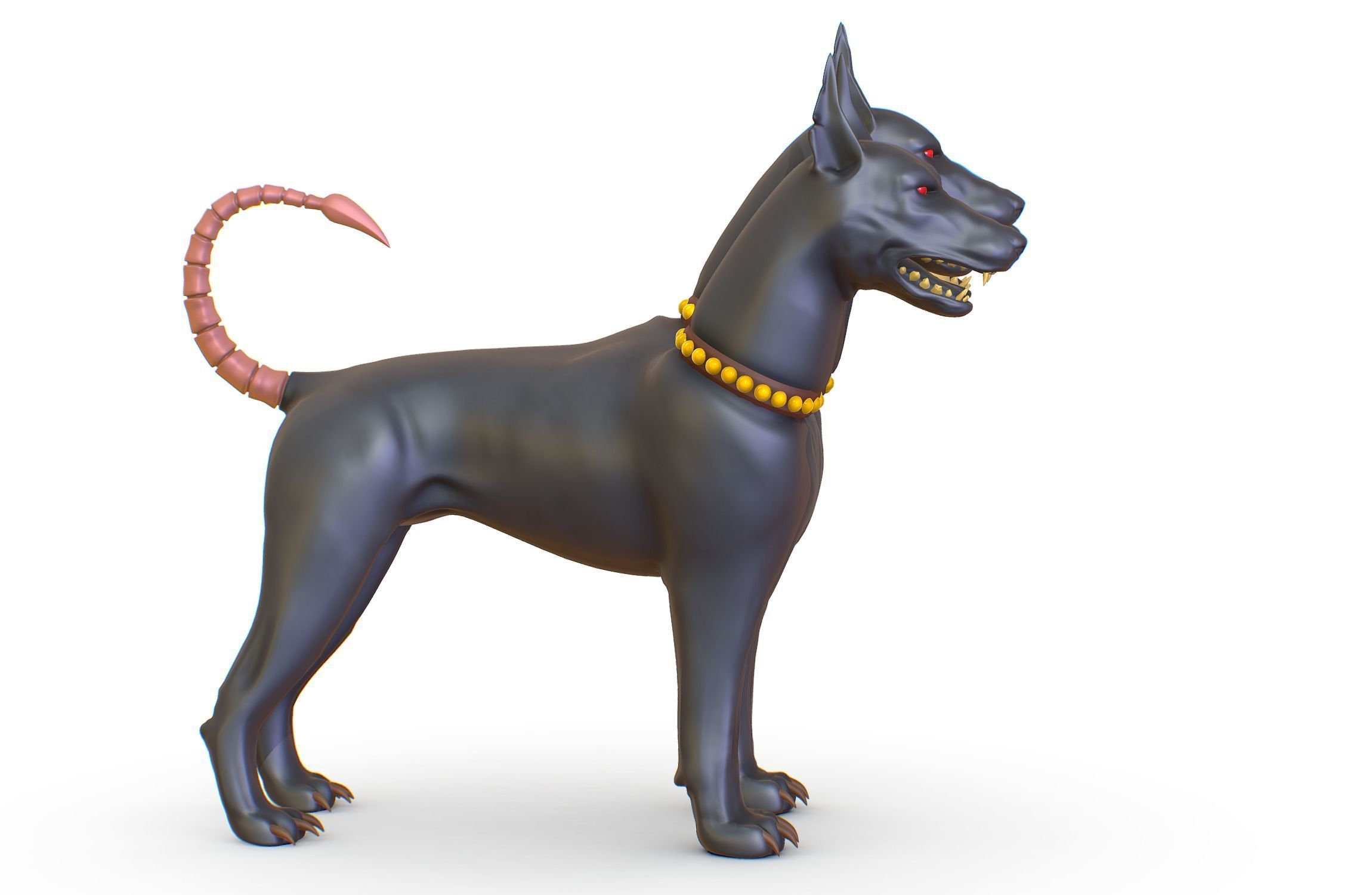 High Poly Monster Three Headed Cerberus Dog 3D Model 3D model_5