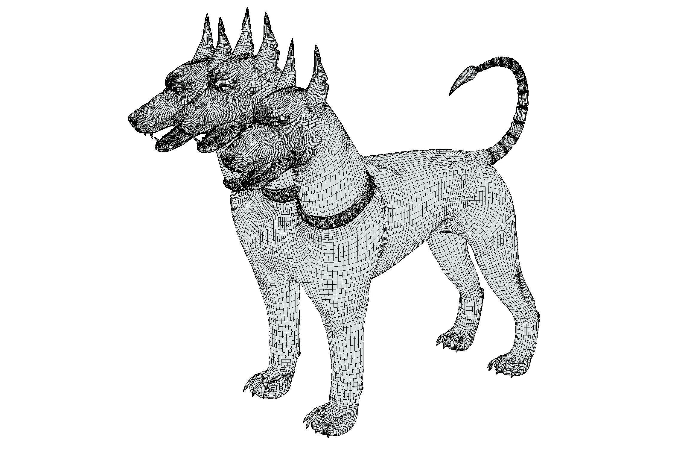 High Poly Monster Three Headed Cerberus Dog 3D Model 3D model_27