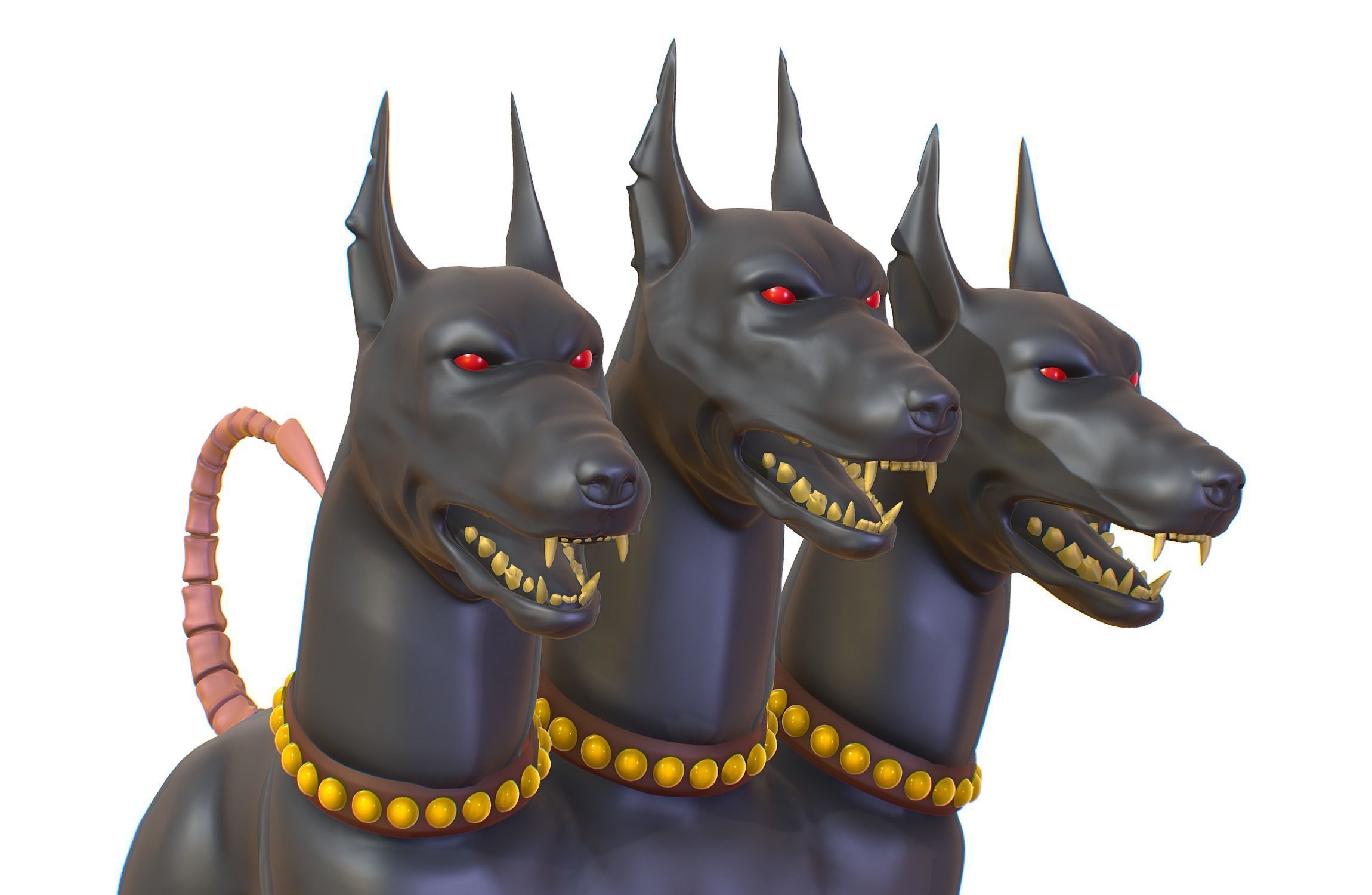 High Poly Monster Three Headed Cerberus Dog 3D Model 3D model_17