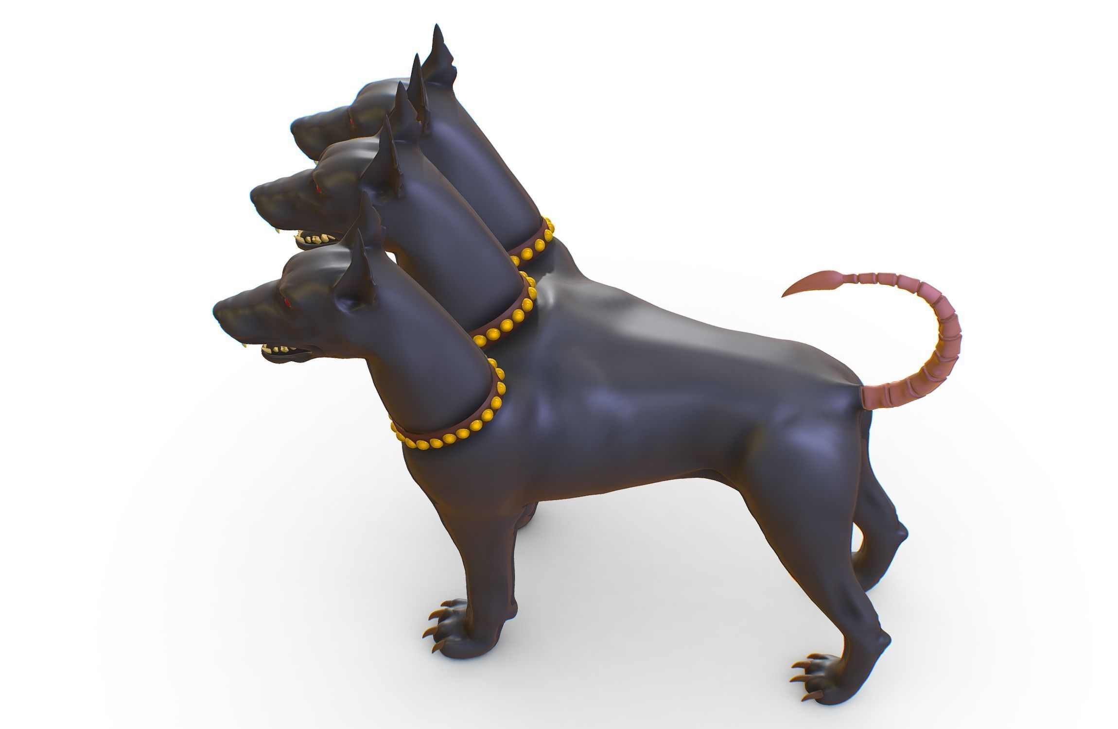 High Poly Monster Three Headed Cerberus Dog 3D Model 3D model_11