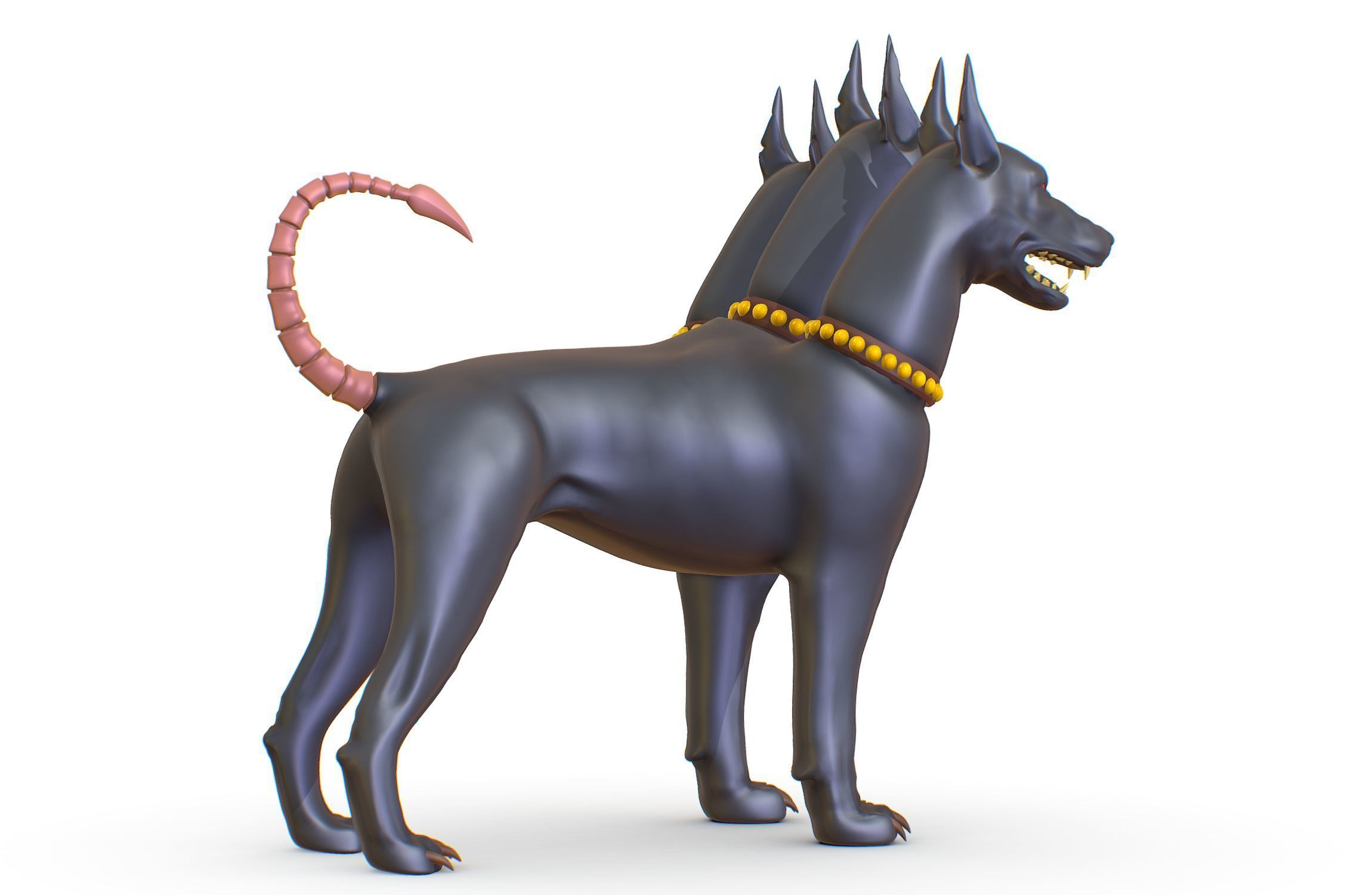 High Poly Monster Three Headed Cerberus Dog 3D Model 3D model_7