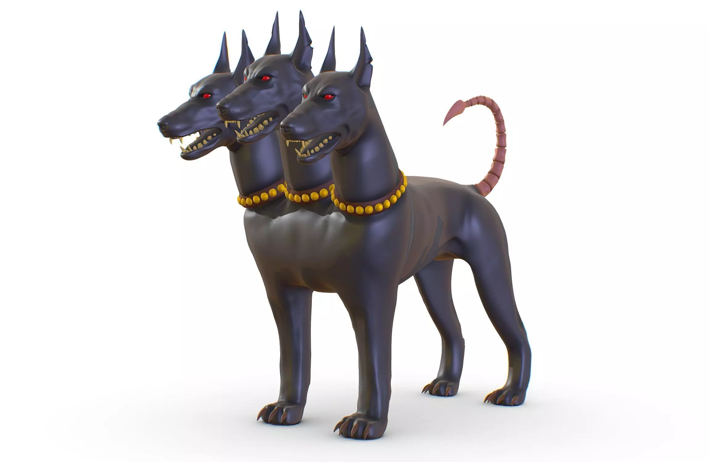 High Poly Monster Three Headed Cerberus Dog 3D Model 3D model_0