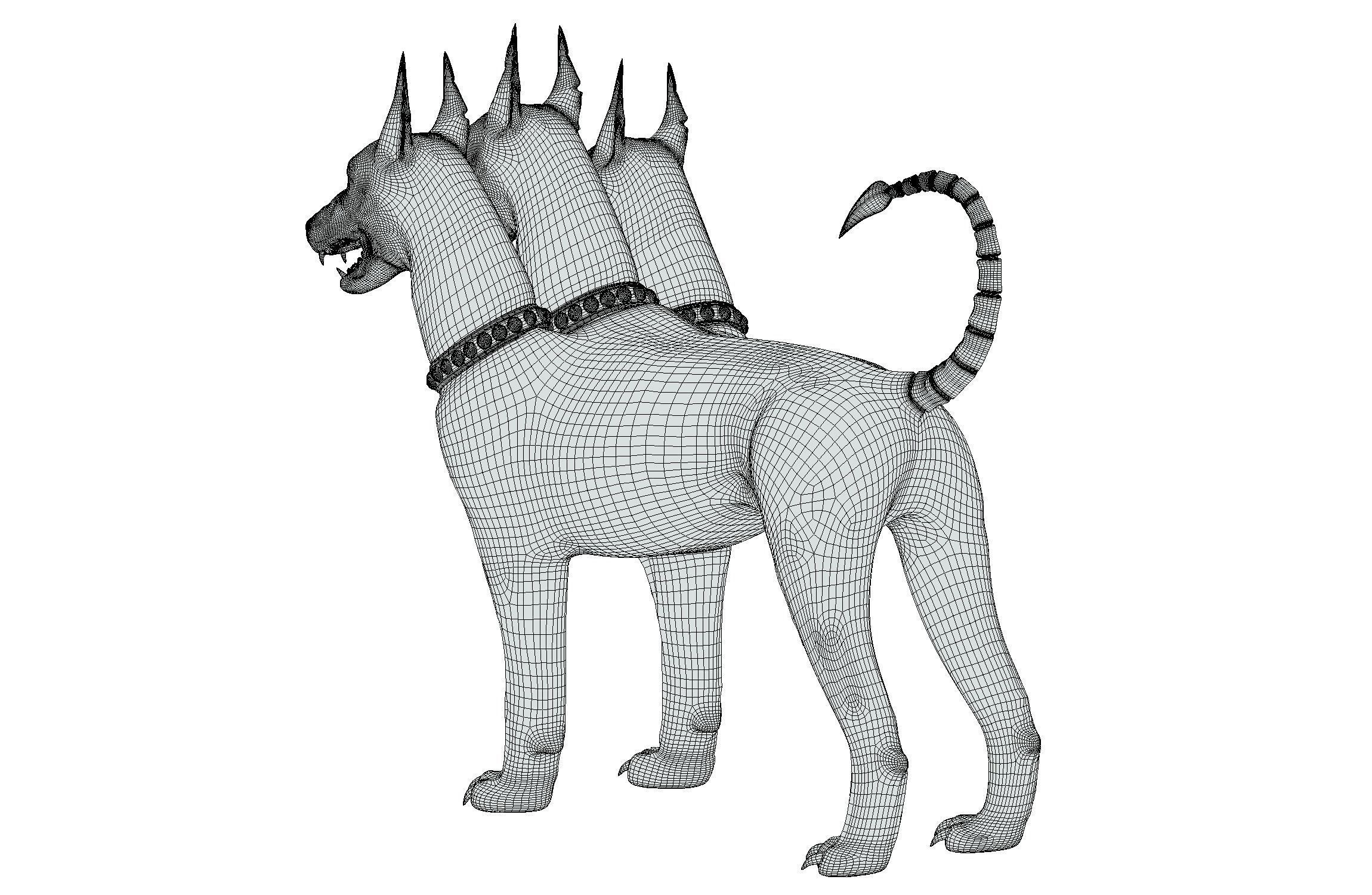High Poly Monster Three Headed Cerberus Dog 3D Model 3D model_26