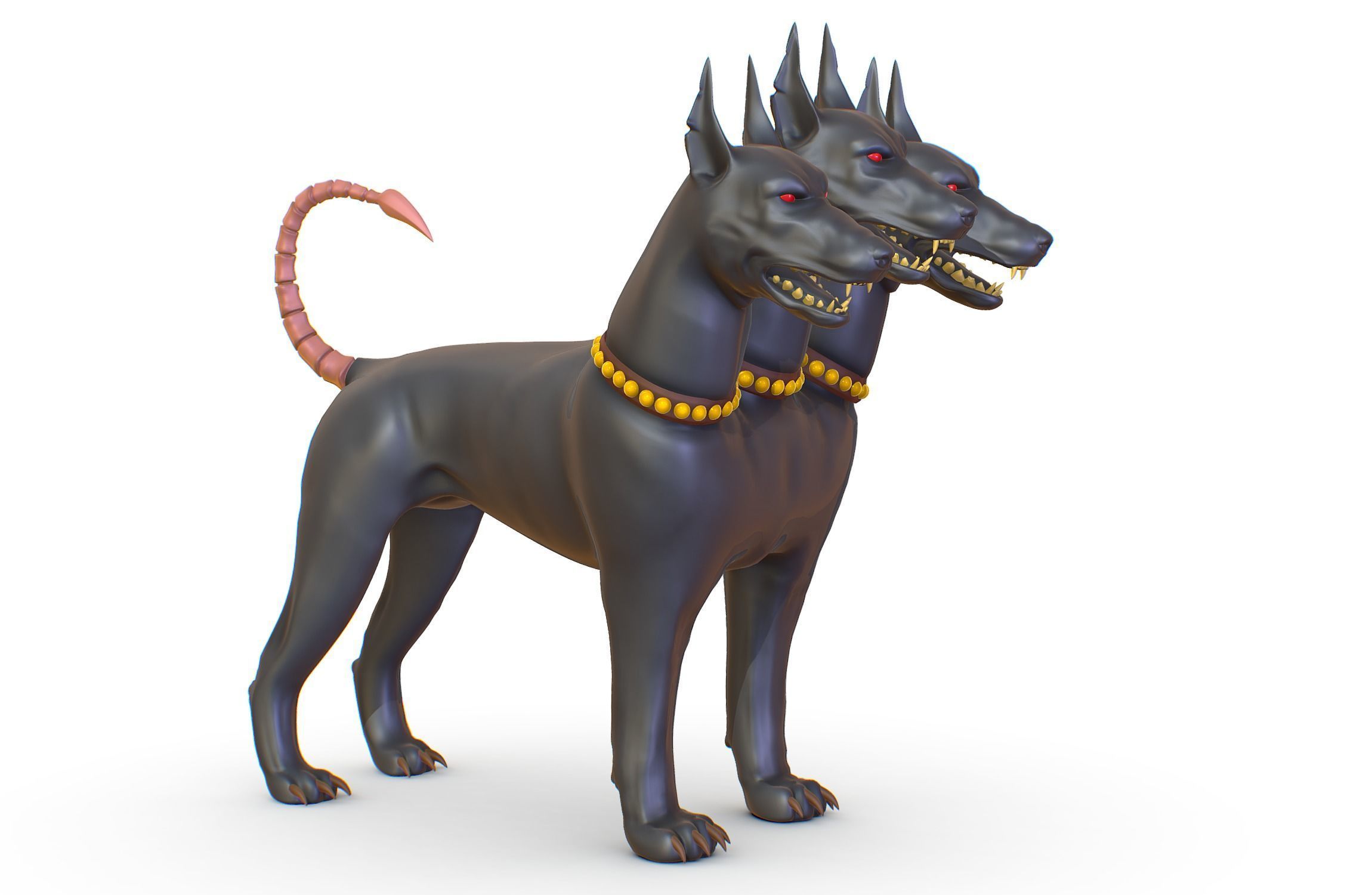 High Poly Monster Three Headed Cerberus Dog 3D Model 3D model_13