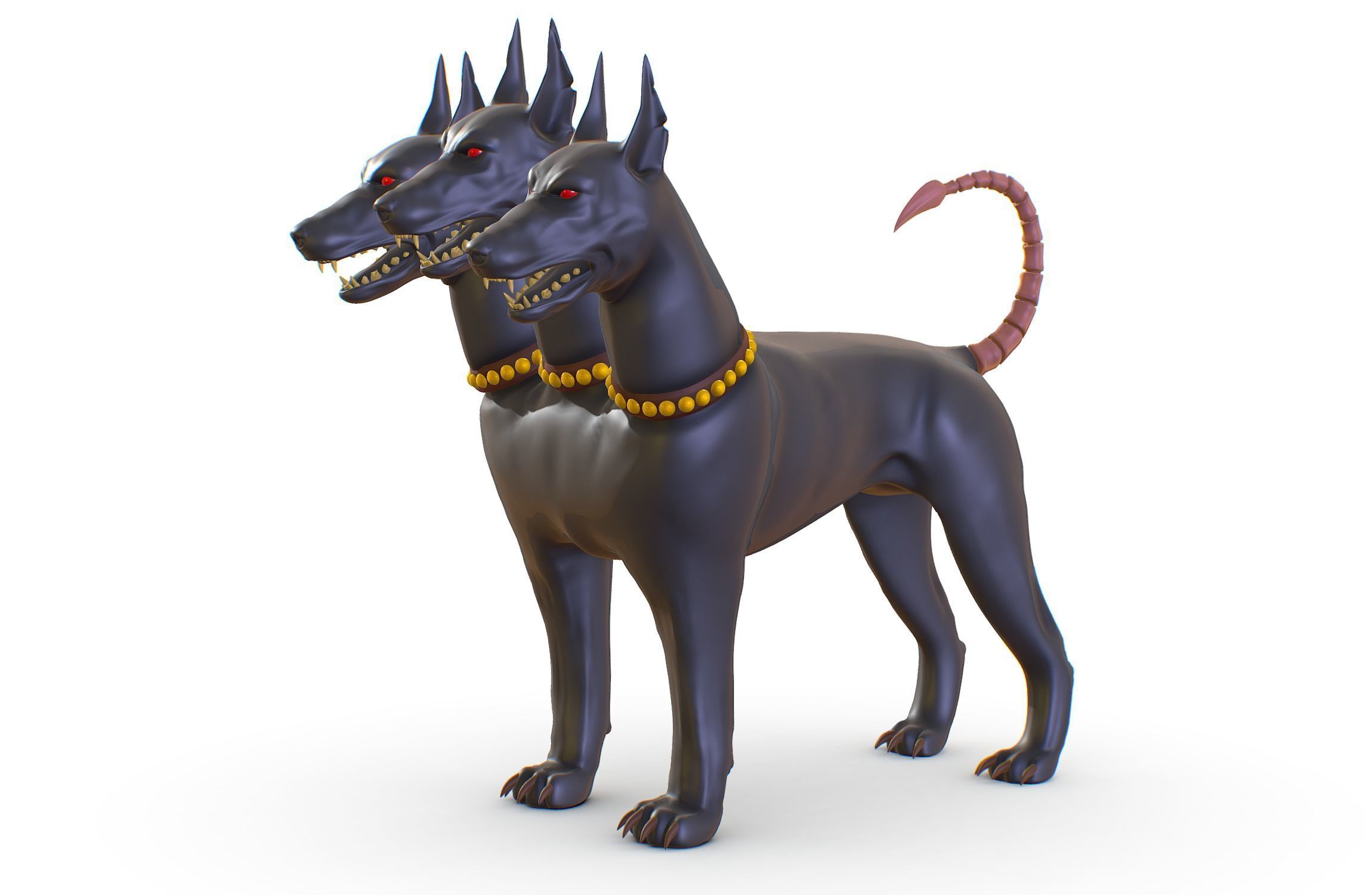 High Poly Monster Three Headed Cerberus Dog 3D Model 3D model_6