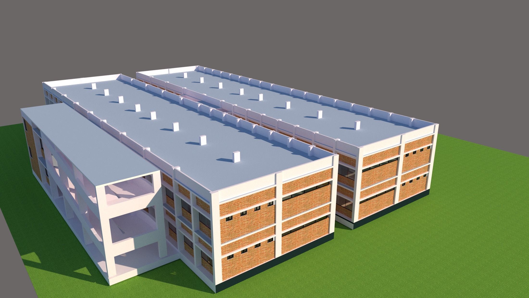 Hospital Building 3D Model Low-poly 3D model_2