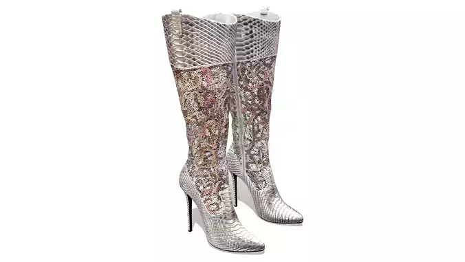 Mid Calf Sequin Boots Low-poly 3D model