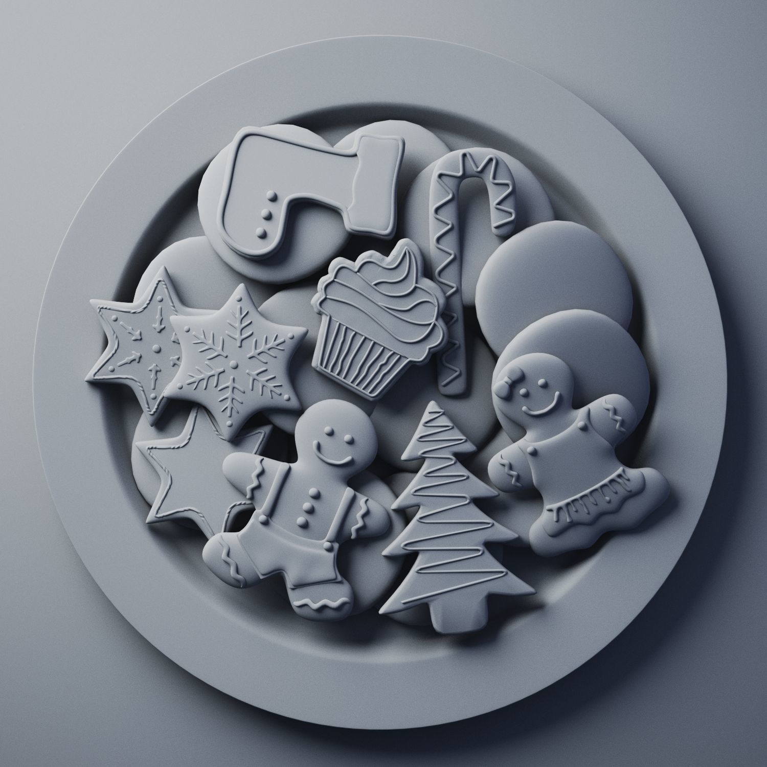 Christmas cookies Low-poly 3D model_9