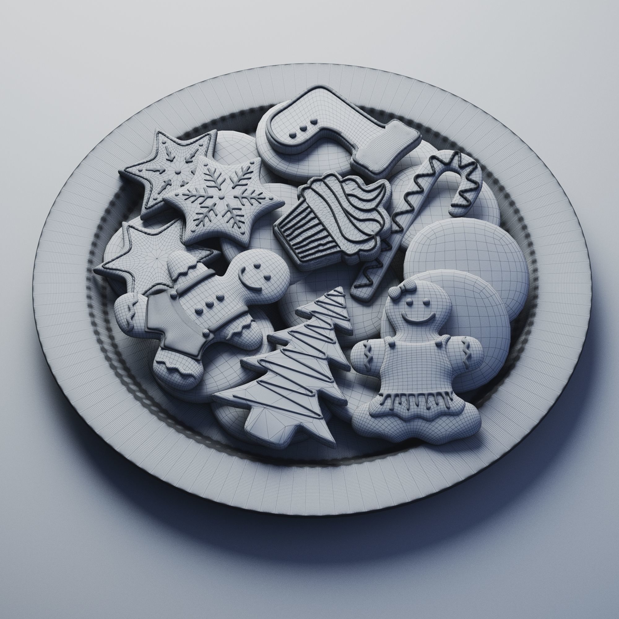 Christmas cookies Low-poly 3D model_1
