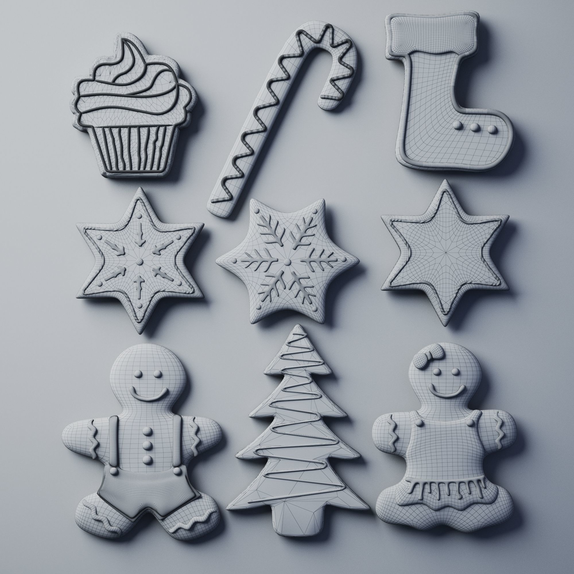 Christmas cookies Low-poly 3D model_7