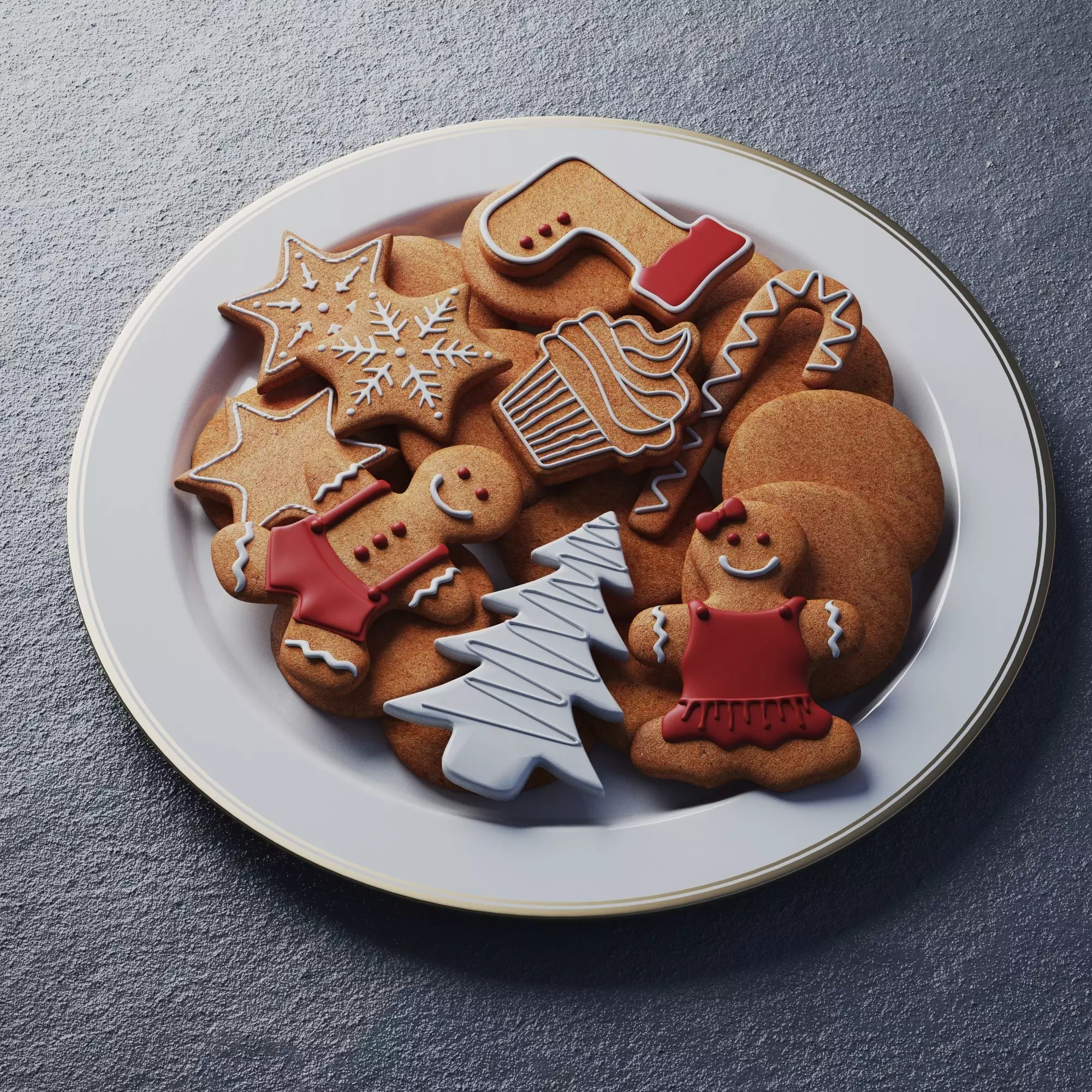 Christmas cookies Low-poly 3D model_0