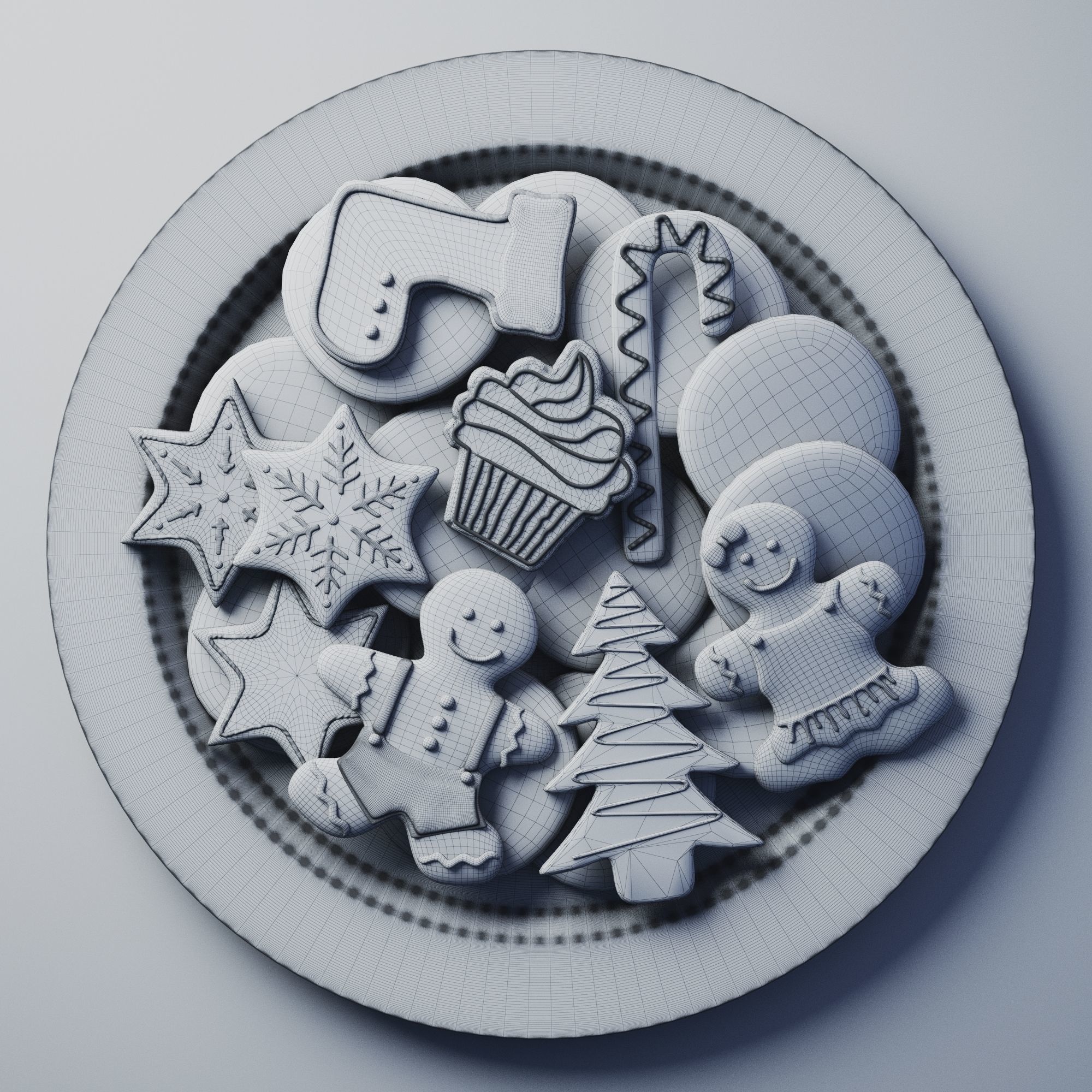 Christmas cookies Low-poly 3D model_2