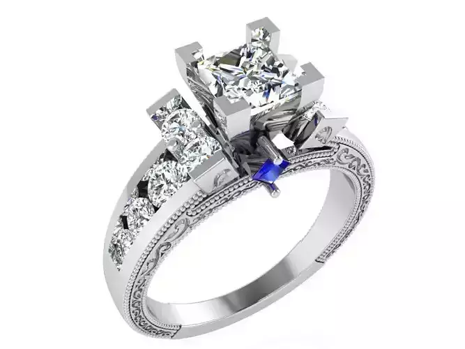 Chain style diamond ring 3229 3D print model 