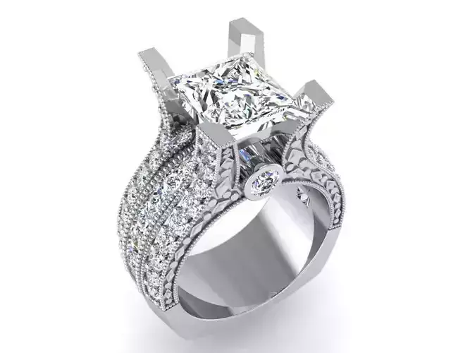 3-Row chain style diamond ring 3232 3D print model 