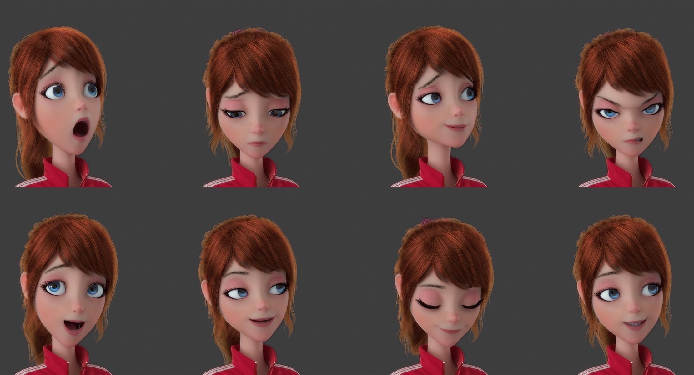 Cartoon  Moto Girl Rigged 3D model_2