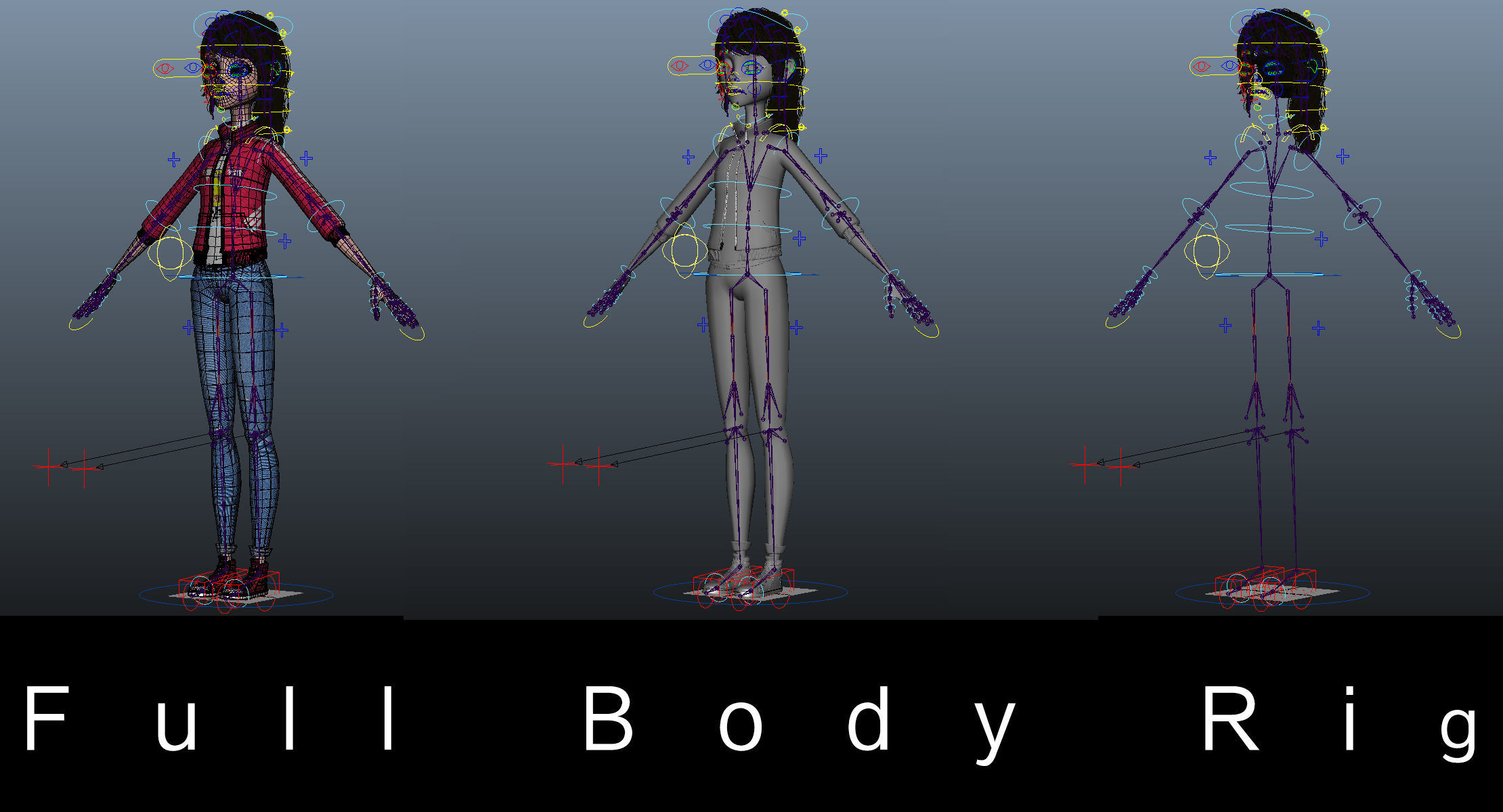 Cartoon  Moto Girl Rigged 3D model_45