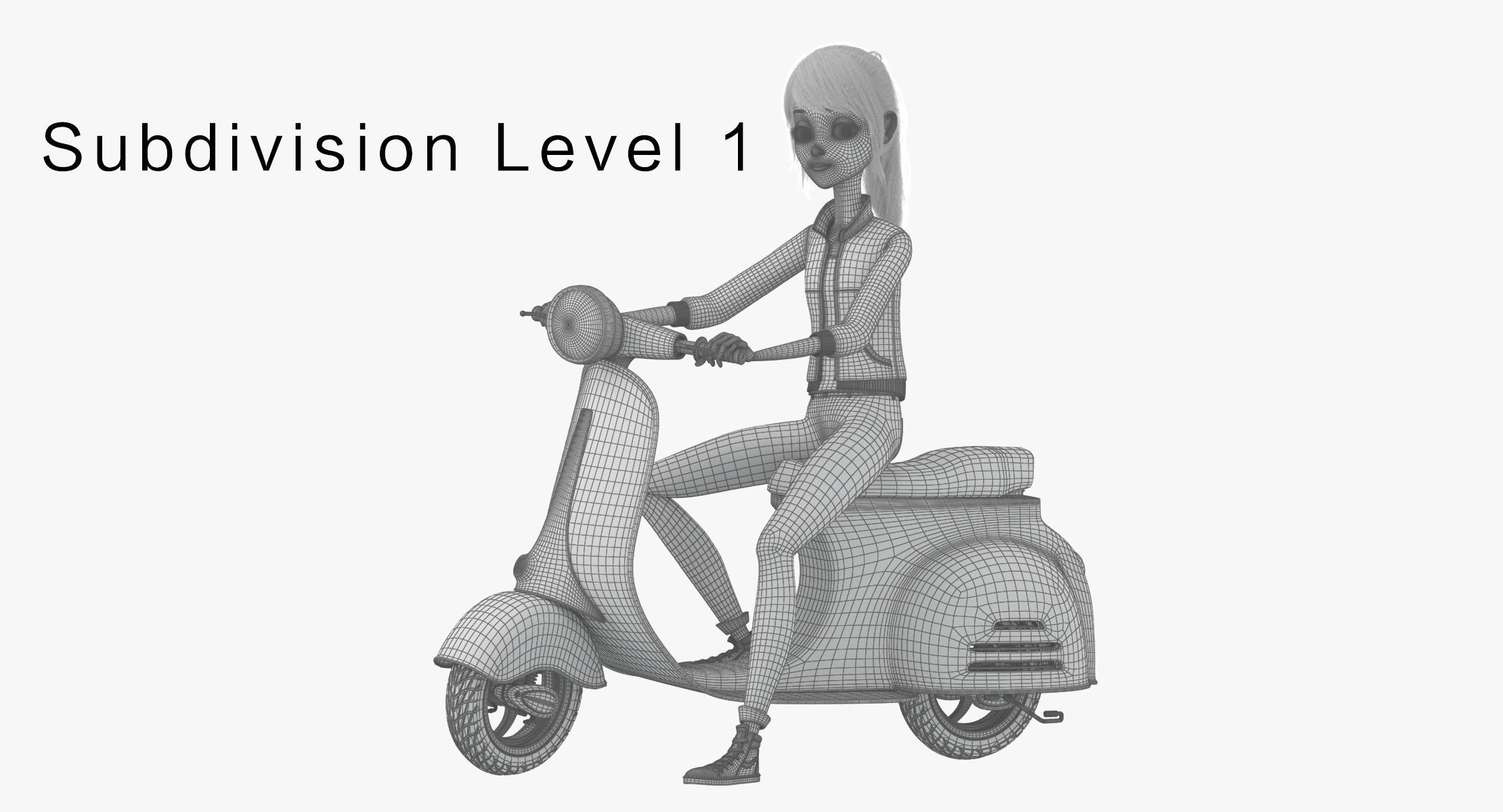 Cartoon  Moto Girl Rigged 3D model_27