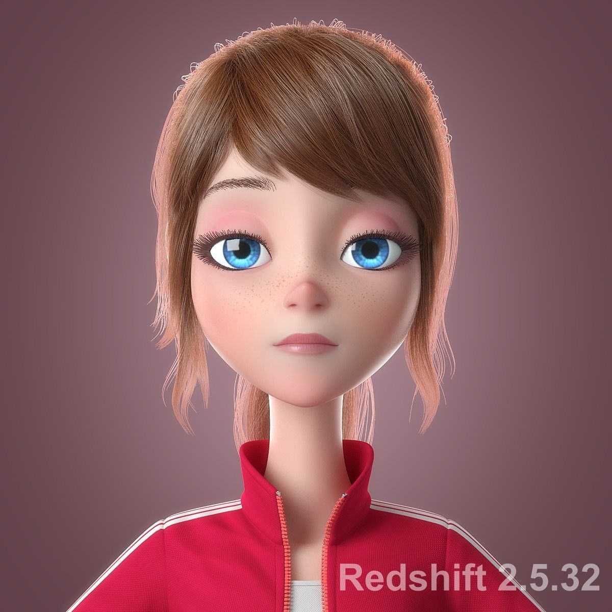Cartoon  Moto Girl Rigged 3D model_25