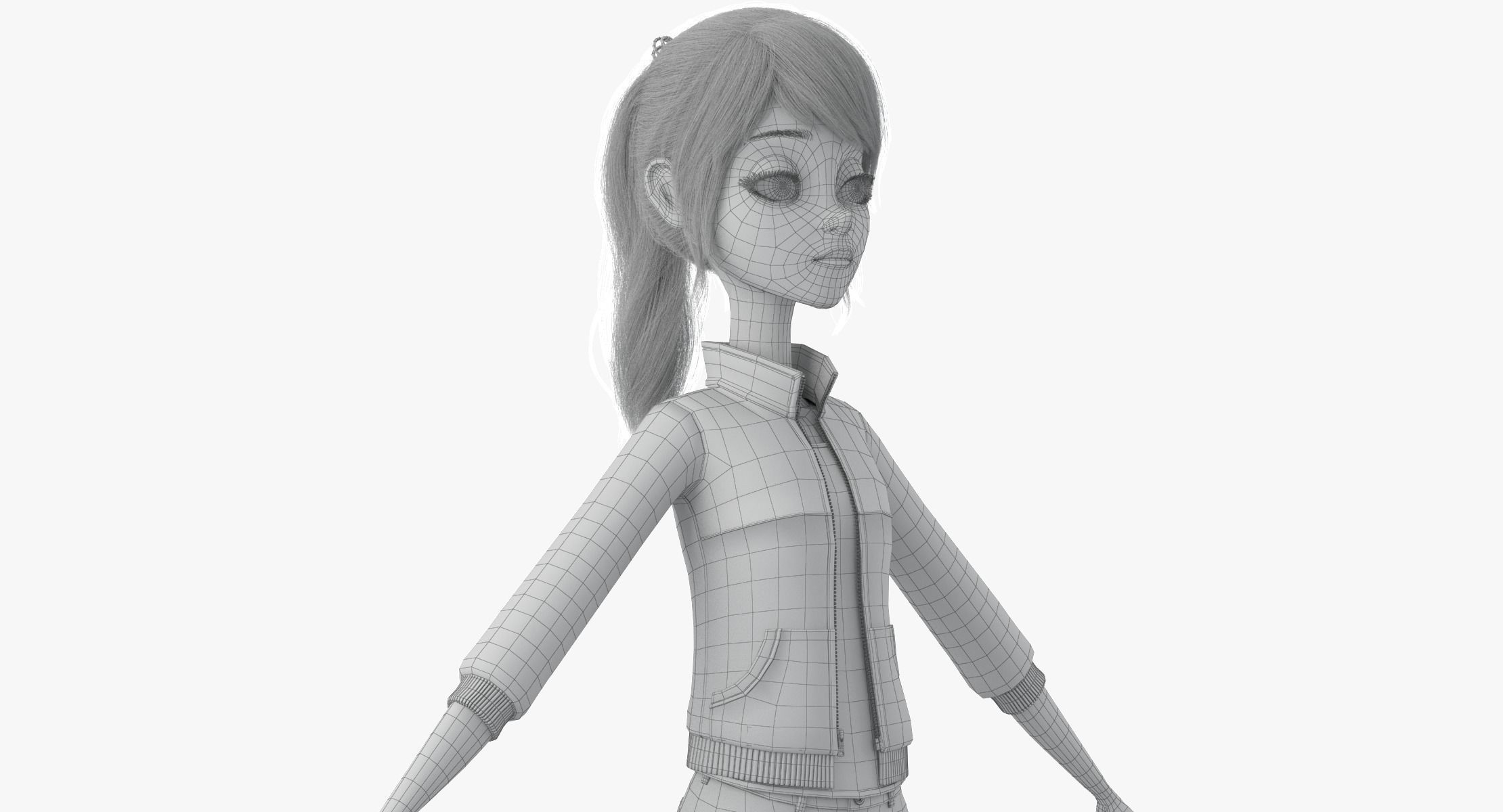 Cartoon  Moto Girl Rigged 3D model_43